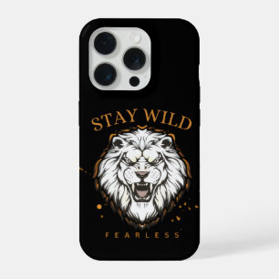 Blijf Wild Onbevreesde Leeuw Phonehoesje Estheti iPhone 15 Pro Case