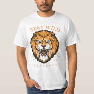 Blijf Wild Onverschrokken Leeuwen T-Shirt voor Man