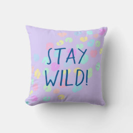 "Blijf Wild!" Pastel Rainbow Leopard Print Kussen