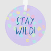 "Blijf Wild!" Pastel Rainbow Leopard Print Ornament (achterkant)