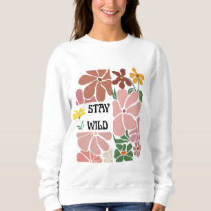 Blijf Wild Retro Bloem T-Shirt Design