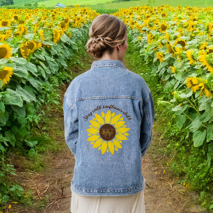 Blijf Wild Sunflower Monogram Denim Jas Denim Jacket