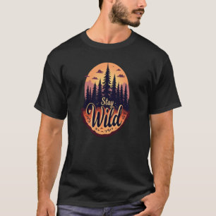 Blijf wild: Sunset Forest Illustratie T-shirt