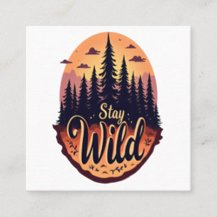 Blijf wild: Sunset Forest Illustratie Vierkante Visitekaartje
