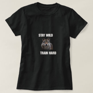 Blijf Wild Train Hard Wolf T-shirt Gym Motivatie F