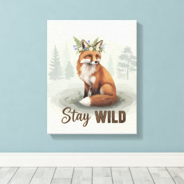 Blijf Wild – Vintage Bosvos Kunst Canvas Afdruk