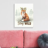 Blijf Wild – Vintage Bosvos Kunst Canvas Afdruk (Insitu (Woonkamer))