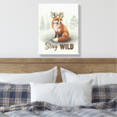 Blijf Wild – Vintage Bosvos Kunst Canvas Afdruk (Insitu (Slaapkamer))