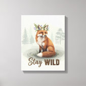 Blijf Wild – Vintage Bosvos Kunst Canvas Afdruk (Voorkant)