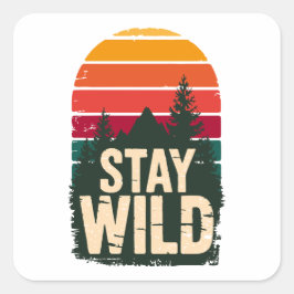 Blijf Wild Vintage Sunset Vierkante Sticker