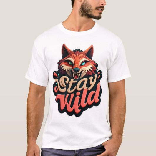 "Blijf wild vos ontwerp" T-shirt (Voorkant)