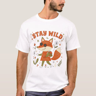 Blijf Wild Vos Retro Vintage Dieren Grafiek T-shirt