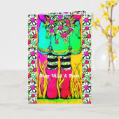 Blijf Wild & Vrij Regenlaarzen en Opgewekte Groet Kaart (Gele Bloem)