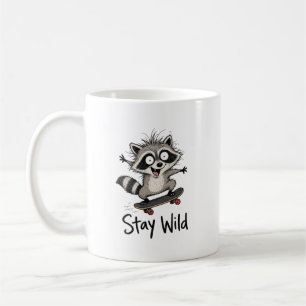 Blijf Wild, Wasbeer op Skateboard Koffiemok