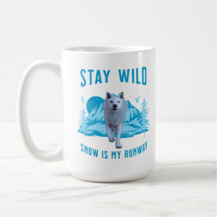 Blijf Wild Witte Wolf Sneeuw Catwalk Koffiemok