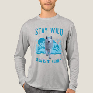 Blijf Wild Witte Wolf Sneeuw Catwalk Tri-Blend Shirt
