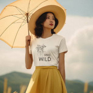 Blijf Wild Zwart-wit Wildflowers Minimalist T-shirt