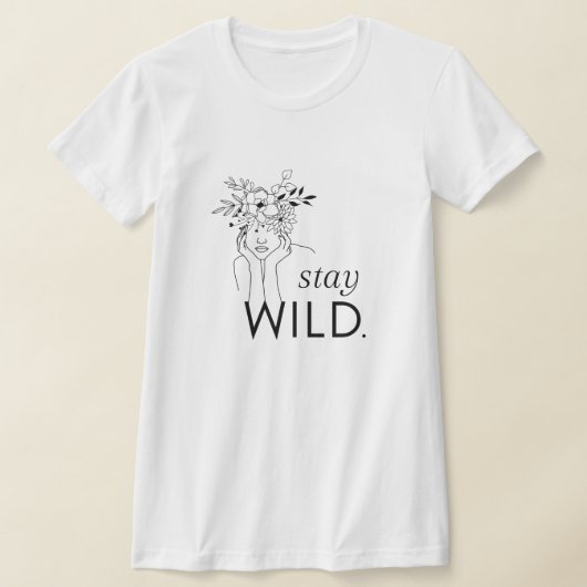 Blijf Wild Zwart-wit Wildflowers Minimalist T-shirt (Laagn)