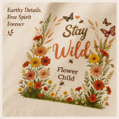 Blijf Wilde Bloem Kind Boho Bloem Canvas Tote Bag