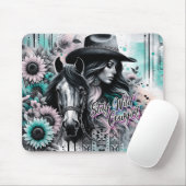 Blijf wilde cowgirl western muismat (Met muis)