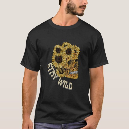 Blijf Wilde Zonnebloem Westerne retro Bo T-shirt (Voorkant)