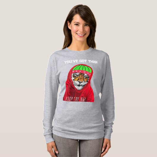 Blijf wintertijger, personaliseer tekst T-Shirt (Voorkant volledig)