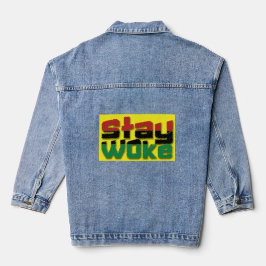 Blijf Woke AF Pro Black Power Black Historisch zwa Denim Jacket (Achterkant)