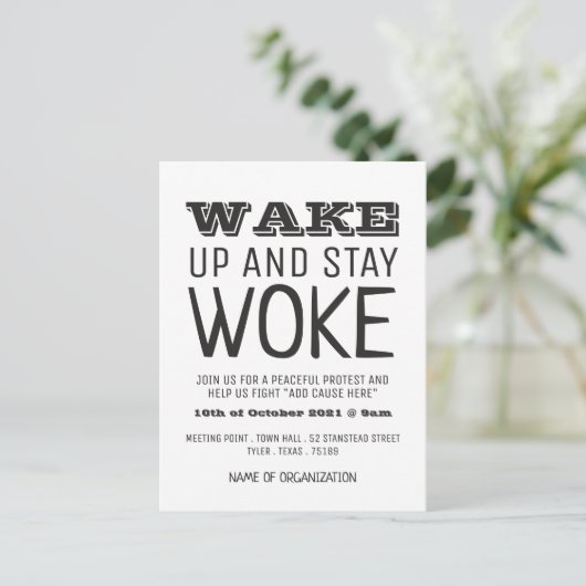 Blijf Woke, het Punt van de Vergadering van de Cam Briefkaart (Staand voorkant)