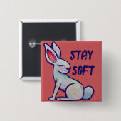 Blijf zacht lentekonijn vierkante button 5,1 cm (Voorkant /achterkant)