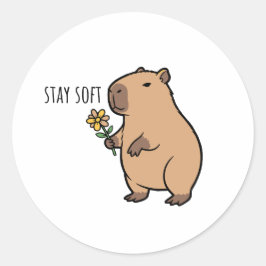 Blijf Zachte Capybara Illustratie dier Ronde Sticker