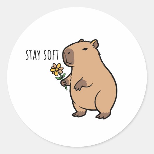 Blijf Zachte Capybara Illustratie dier Ronde Sticker (Voorkant)