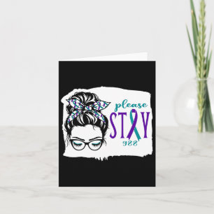 Blijf zelfmoordbewust 988 Messy Bun Blauwgroen P Kaart