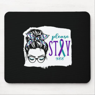 Blijf zelfmoordbewust 988 Messy Bun Blauwgroen P Muismat