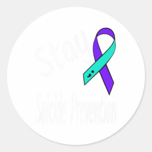 Blijf zelfmoordpreventie Ribbon Semicolon Awarenes Ronde Sticker