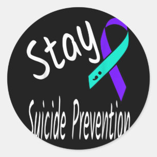Blijf zelfmoordpreventie Ribbon Semicolon Awarenes Ronde Sticker