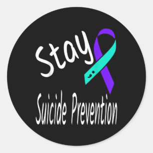 Blijf zelfmoordpreventie Ribbon Semicolon Awarenes Ronde Sticker