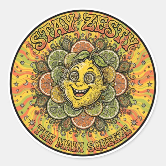 Blijf Zesty Psychedelische Citrus Sticker (Voorkant)