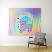 "Blijf zoeken!" Corgi Rainbow Wandkleed (In Situ (horizontaal))