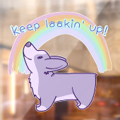 "Blijf zoeken!" Cute Corgi Rainbow Window Cling Raamsticker (Vel 2)