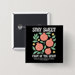 Blijf Zoet Fruit Van De Geest Fruitige Granaatappe Vierkante Button 5,1 Cm