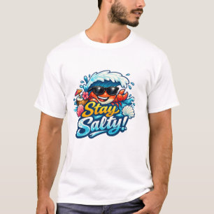 Blijf Zout – Leuke Zomer Beach V Heren Basic T-Shi T-shirt