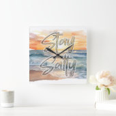 Blijf zout Sunset Beach Vierkante Klok (Huis)