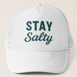 Blijf Zout | Teal Blauwe Kust Surfgrafiek Strand Trucker Pet