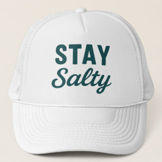 Blijf Zout | Teal Blauwe Kust Surfgrafiek Strand Trucker Pet