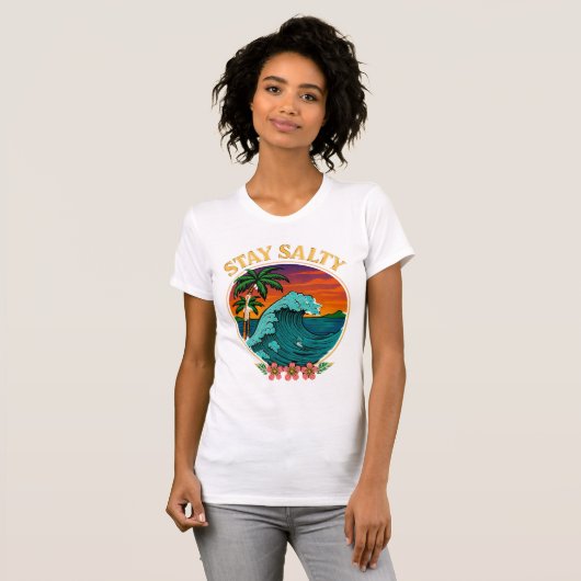 BLIJF ZOUT TOT shirt Ocean Waves (Voorkant volledig)