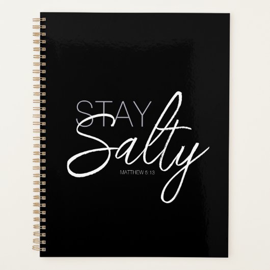 Blijf Zout Typography Bijbelvers Zwart Planner (Voorkant)