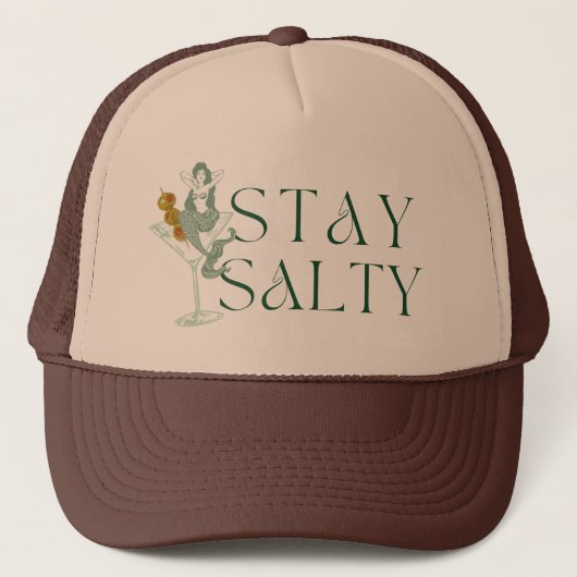 Blijf zoute zeemeermin in een Martini Trucker hoed Trucker Pet (Voorkant)
