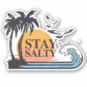 Blijf Zouty Sun Summer Palm Treves Seagulls Sticker