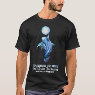 Blijf zwemmen als haaien draai niet achteruit t-shirt