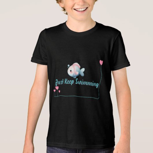 Blijf Zwemmen Axolotl Tri-Blend Shirt (Voorkant)